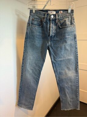 Re/Done womens  Washed Blue Straight-Leg Jeans